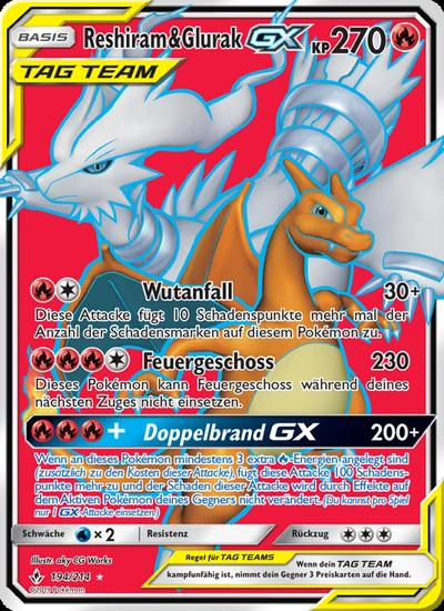 Reshiram & Glurak GX