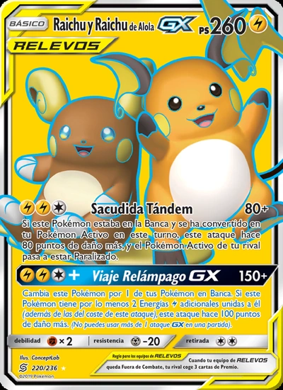 Raichu y Raichu de Alola GX