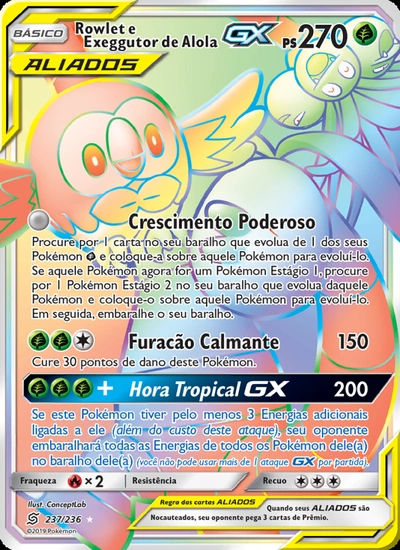 Rowlet e Exeggutor de Alola GX